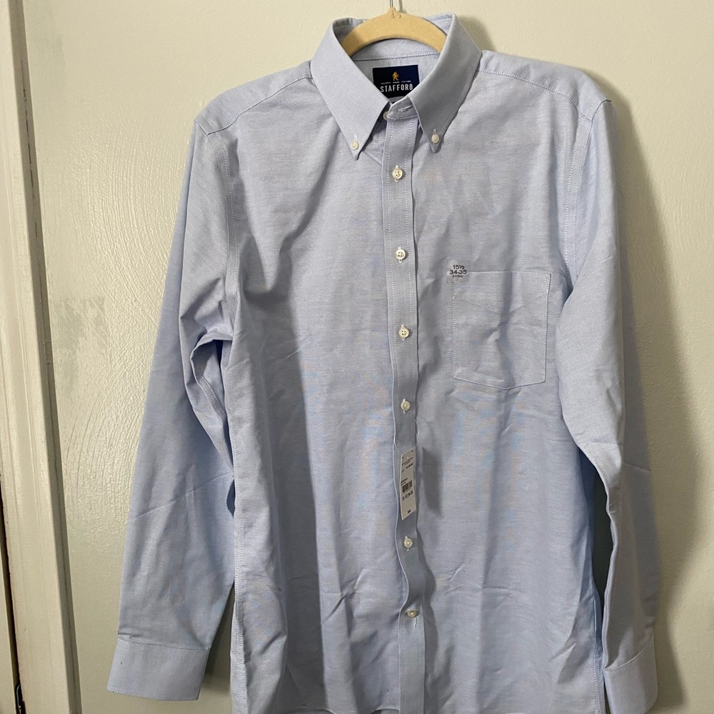 Stafford Long Sleeve Blue Button Down Dress Shirt